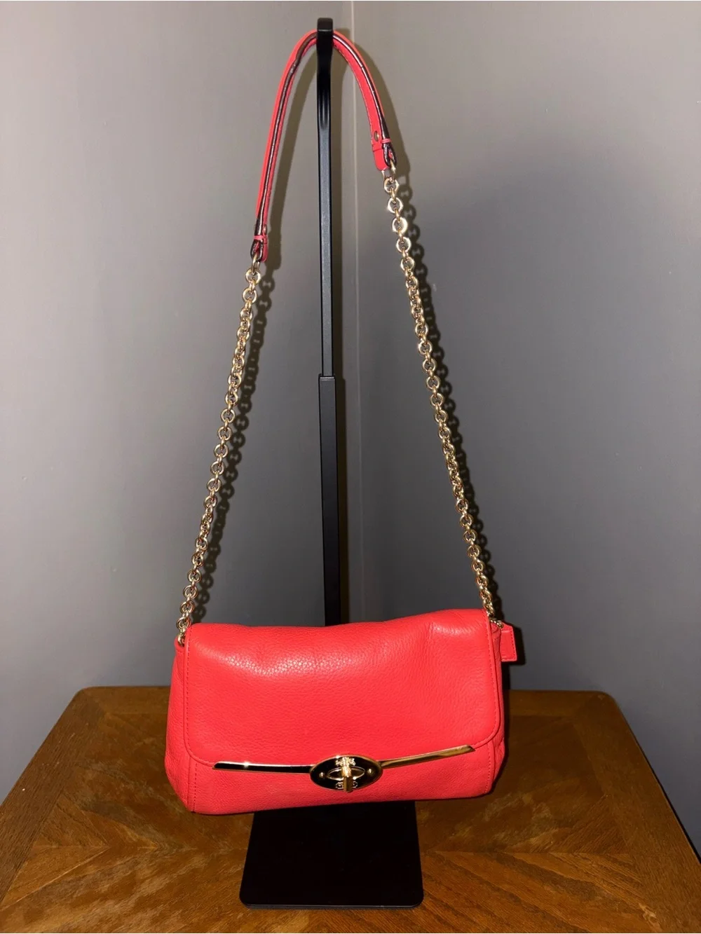 COACH Madison Pebbled Leather Chain Crossbody Clutch